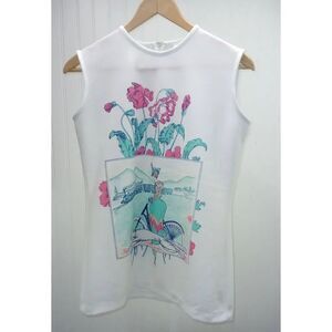 Vintage 100% polyester sleeveless zip back shirt with amazing graphics size medi